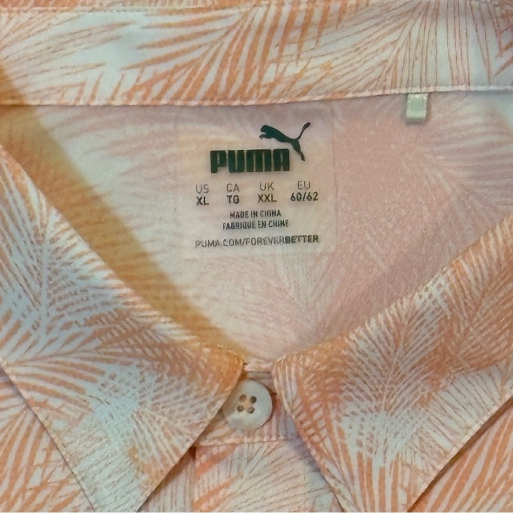 Brand New Mens Puma Tournament Edition Tropical/Palm Stretch Button Down XL‎ - Picture 2 of 8